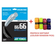 YONEX BADMINTON STRING BG 66 BRILLIANT + PROTECH SOFTGRIP