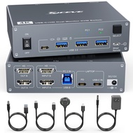 KCEVE KC-KVM202CH KVM Switch Dual-Screen Dual-Computer 8K KVM Switch Supports 2 Monitors and 2 Compu
