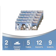 Premier Penguin Pocket Tissue 5 in 1 2 PLY (9's x 12 Packets x 5 Tube)