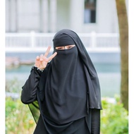 Niqab Nosetring 2 Layer Sederhana Chiffon Aritachi