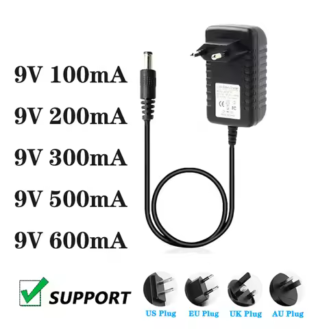 9V 0.1A 0.2A 0.3A 0.5A 0.6A Switching Power Adapter 9V 100MA 200MA 300MA Universal Regulated Power C
