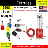 [1000pcs 1bag] E2508 Ferrules Ferrule Terminal Bootlace 0308 0508 7508 1008 1508 2508 4009 6012 10-1