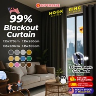 SUPERSAVE 99% Blackout Curtain Langsir Blackout Langsir Tebal Curtain Hook O-Ring Tirai Langsir Ting