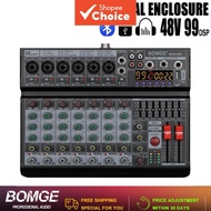 BOMGE 4/6/8-Channel Audio Mixer with Bluetooth 99 DSP 48V Phantom Power for Podcast Studio Recording