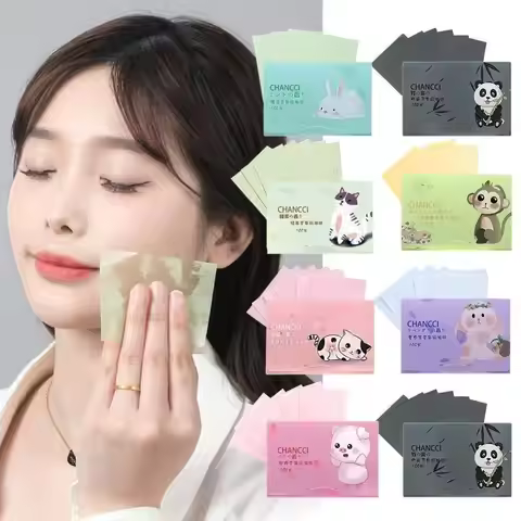 100PCS Fragrance Facial Oil Absorbing Paper Natural Green Tea Bamboo Charcoal Oil Blotting Paper Por