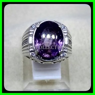 CINCIN BATU AKIK PERMATA NATURAL KECUBUNG UNGU AMETHYST BIG SIZE RING ALPAKA SUPER TERMURAH !!!