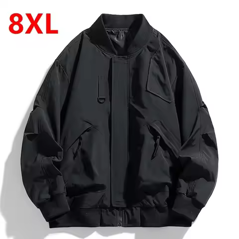 Spring Autumn Plus Size Jacket Men's Pocket Loose Fashion Brand Coat 130kg 7XL bomber jacket 5XL 6XL