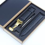 Crocodile Alligator Grain Leather Watch Band Bracelet Strap Deployment Clasp Box 12-24mm