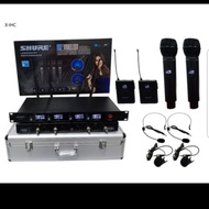 PROMO- MIC WIRELESS SHURE X ICO 4 CHANNEL (4 CLIP ON + 4 HEADSET)GOOD QUALITY - GERBANG SHOP01