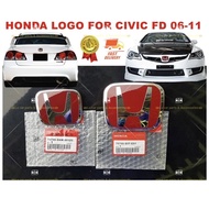 HONDA CIVIC FD FD2R H RED / Type R FRONT GRILLE REAR BONNET BOOT EMBLEM LOGO 2006-2011 100% High Qua
