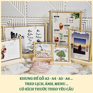 Wooden base frame for hanging photos, calendars, menus. Size A3 -A4 - A5 - A6 - upon request...