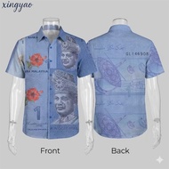 (XY)Funny Short-Sleeve Shirt with Unique Malaysian Ringgit Banknote Prints, Featuring RM1, RM5, RM10