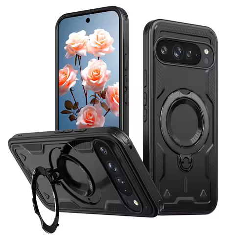 Pixel 9/9 Pro Magnetic Phone Cases,Metal Kickstand compatible With MagSafe ShockProof Case for Googl