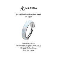 Opal Hoop G23 ASTM F136 Titanium Hinged Clicker Hoop Earring 16G
