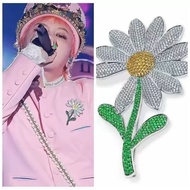 Kpop Idol BIGBANG G-DRAGON Full Diamond Daisy Brooch Design Temperament Brooch