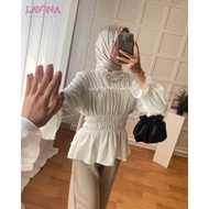 Lavina VAH230 | Amber Blouse Ruffle Collar Ruffle Collar Women's Top Korean Style