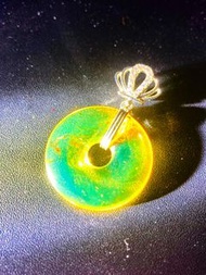 純銀 s925 多明尼加 藍綠珀 藍綠琥珀 淨水 平安扣