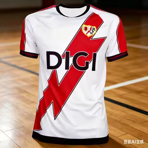 New Rayo Vallecano Home Shirt Adults T-Shirt Street Style Quick Dry Training Fitness Top Casual Spor