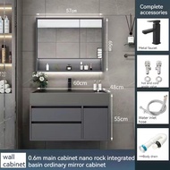 Simple Bathroom Cabinet with Smart Mirror Cabinet Household Washroom Integrated with Rock Basin and 