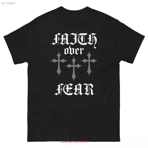 Streetwear T Shirt Faith Over Fear Urban vintage Washed Soft designer clothes Comfortable homme Unis