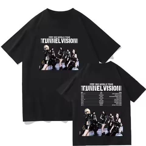 ITZY 3Rd World Tour Print T Shirt New Fashion Kpop Men Women Streetwear Casual Breathable Cotton Tee