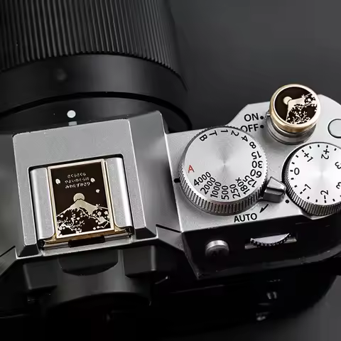 Metal Camera Hot Shoe Cover Shutter Button Protective Cap for Canon Nikon Sony Fuji XT50 XM5 XT30II 