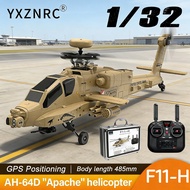 YXZNRC F11-H AH-64D Apache 1/32 Scale RC Helicopter with GPS & Optical Flow Stabilization, 8CH, Opti