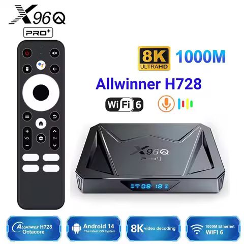 X96Q PRO PLUS TV BOX Smart Android 14.0 4G 32G 64G Allwinner H728 Quad Core 8K@24fps 1000M BT Wifi 6