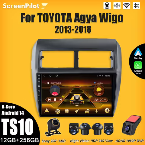 Android 15 FOR Car Radio TOYOTA Agya Wigo 2013-2018 Multimedia Video Player Carplay Touch Screen Blu