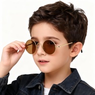 Vintage Hip-Hop Sunglasses with Small Frames for Kids, Round Shape, Trendy Street Style Mini Glasses
