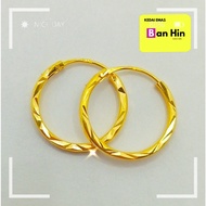 916 GOLD HOOP EARINGS/SUBANG BULAT EMAS 916-10SSM10