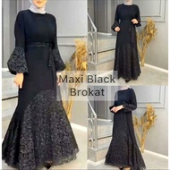 Abaya MAXI BROKAT Gamis Hitam Dress Arab Saudi Bordir Zaephy Turkey India