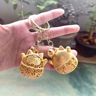 GANTUNGAN CAT GOLD KEYCHAIN CAT/LUCK CAT BELL KEYCHAIN
