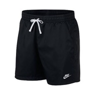 Nike 短褲 NSW Woven Shorts 男款 膝上 刺繡小LOGO 海邊 海灘褲 黑 白 AR2383-010