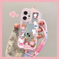 Pure Color Pink KT Cat Phone Case for OPPORENO14 12/10PRO+ Mirror Cream Protection Full Cover Anti-F