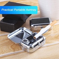 1/5pc Mini Compact Stainless Steel Portable Ashtray Car Supplies White Patch Ashtray with Lid