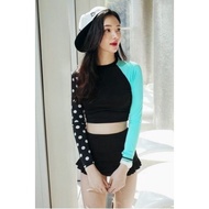 Polka Dot Long-sleeved High Waist Bikini