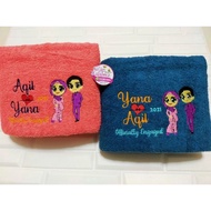 Sulam Nama Tuala Dewasa / Personalise Embroidery Adult Towel Custom Made/ Tuala Tunang Kahwin Hadiah Hantaran