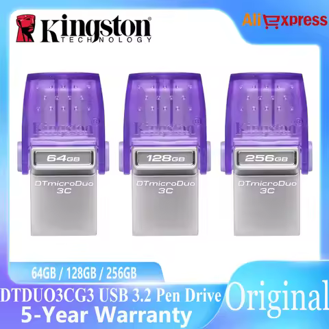 Kingston DTDUO3CG3 Type-C USB3.2 Gen1 USB Flash Drive 256GB 128GB 64GB Up to 200Mb/s High Speed Pen 
