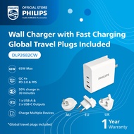 Philips 65W GaN charger Universal Interchangeable International Plug Fast Charge (DLP2682)