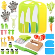 Kids Knife Set for Real Cooking Toddler Kitchen Tools Include 4 Serrated Edges Plastic Safe Knives,C