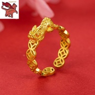 Original 916 gold Pawnable glossy ring for men and women with the same style
