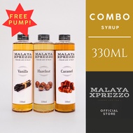 Malaya Xprezzo Premium Syrup 330ml COMBO PACK(Caramel,Vanilla,Hazelnut)