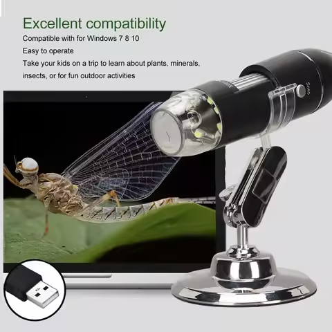 Multipurpose 50X-1600X Magnification Digital Microscope with 8 LED USB Microscope Pocket Microscope 