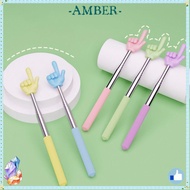 AMBER Teaching Pointer, Stainless Steel Telescopic Rod Finger Reading Sticks, Durable Finger Design 