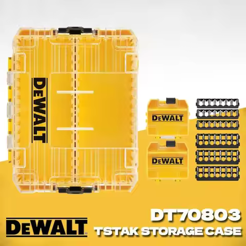 DEWALT DT70803 Large Storage Tool Box with Removable Dividers Small Parts Organizer Transparent Stac