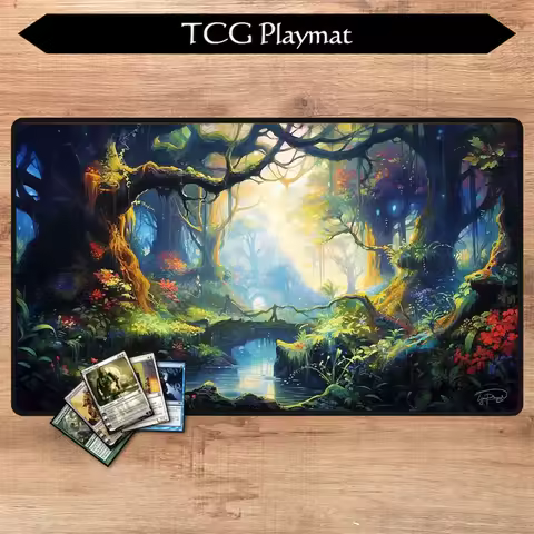 Large Green Forest Playmat TCG MTG Mouse Pad for Card Collection Game Computer Desk