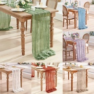 180*90cm Pleated Table Flag Wrinkled Cheesecloth Table Runner Luxury Wedding Birthday Banquet Party 