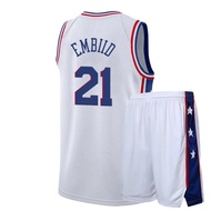 PLYG 76ers Ball Shorts Great Embiid Embiid City Hot Press Version No. 21 Jersey Red White Basketball
