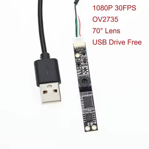 HD 1080P 30FPS USB Camera Module, OV2735 Sensor, 70° Lens, 8mmx60mm Strip, Plug & Play for Win/Andro